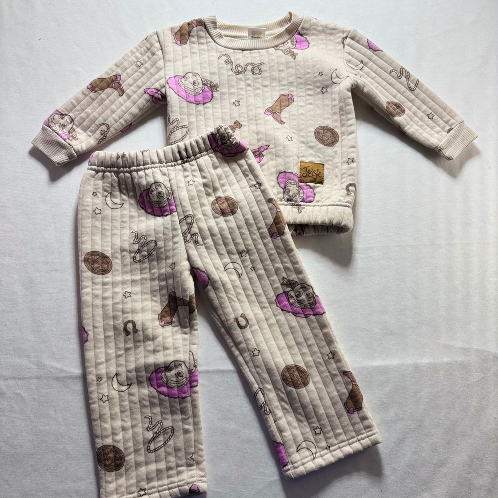 Disney Toy Story Toddler Girl 3T Jessie Quilted Sweatshirt Pant Pajama Set 2pc